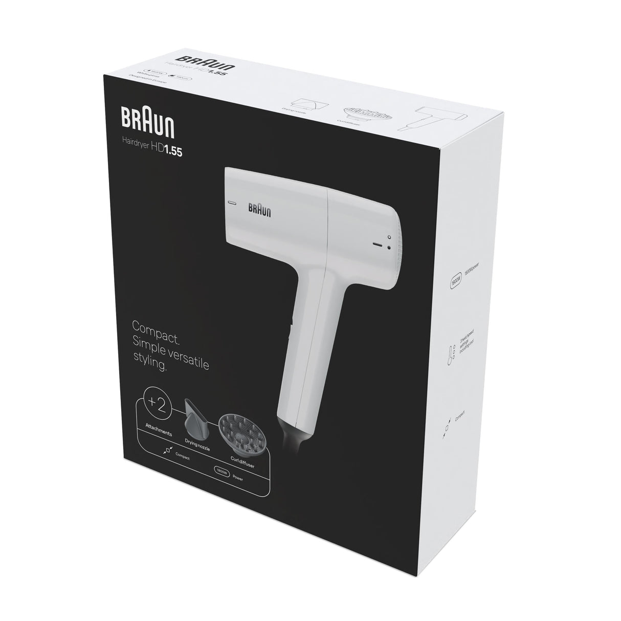 EAN 3030050197587 - Braun HD1.55 secador 1800 W Blanco imagen 2