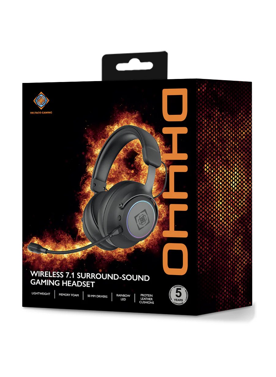 Deltaco Dh440 Gaming Headset Wireless Usb Rgb 7.1 Sur. Sw