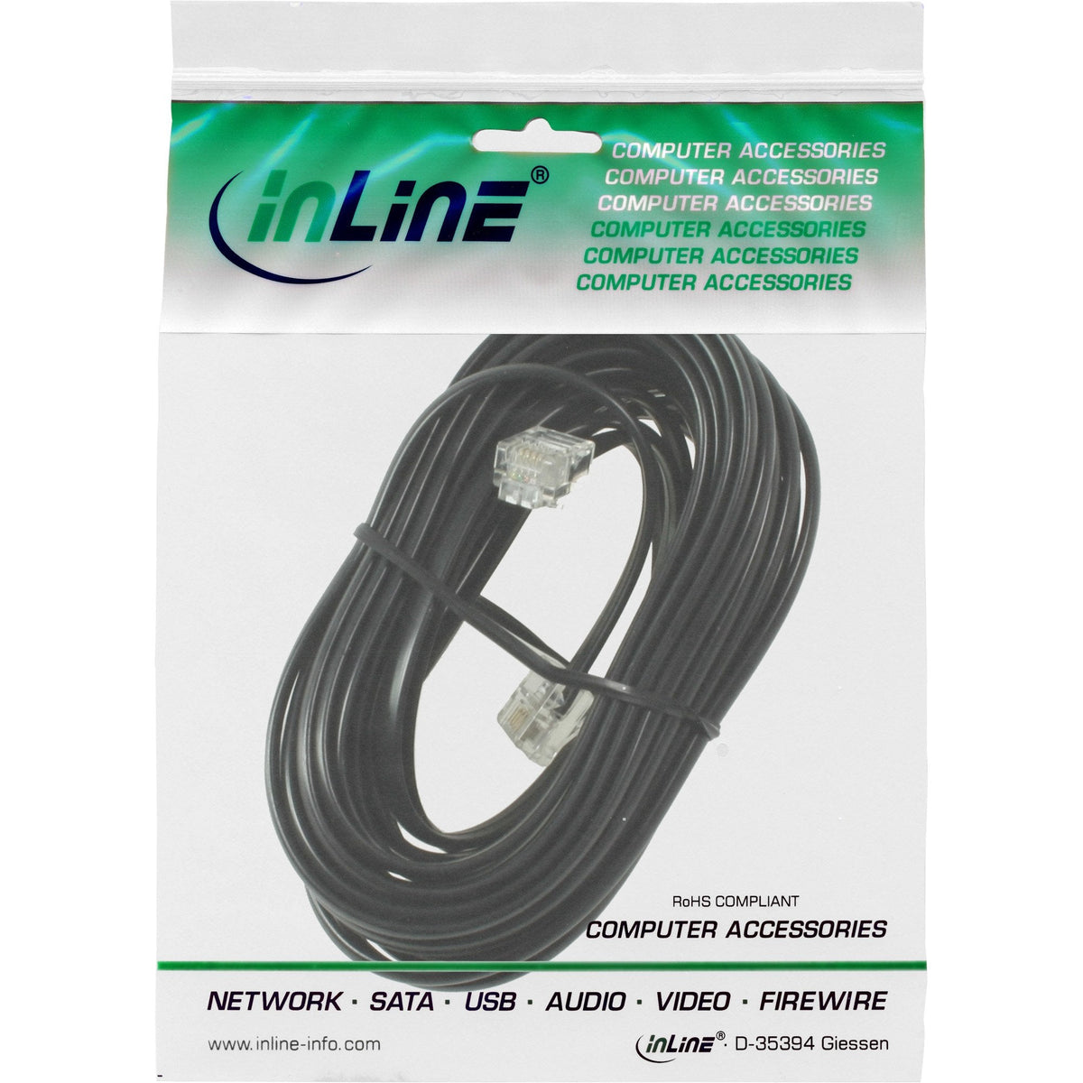 Cable Modular Inline Rj11 Macho A Macho 4 Hilos 6p4c 15m