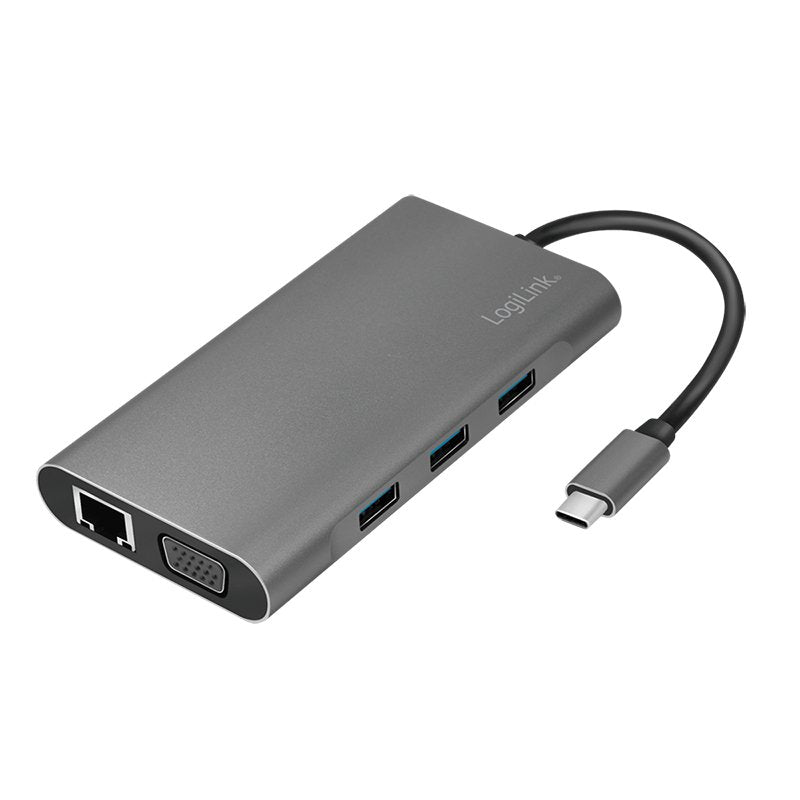 Estación De Acoplamiento Logilink Usb 3.2 Gen1, Usb-C, 10 Puertos, Pd, Plateado.