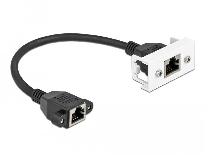 Delock Netzwerk Verlängerungscable Für Easy 45 Modul S Ftp Rj45 Buchse Zu Rj45 Buchse Cat.6a 25 Cm Schwarz Weiss