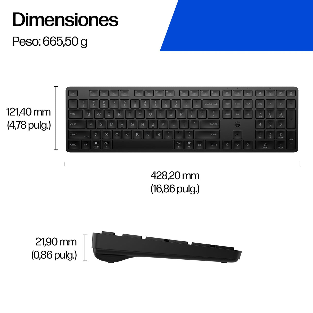 Hp 495k - Teclado - Dual-Modus, 3-Zonen-Distribución, Multi-Dispositivo, Flacher Tastenanschlag