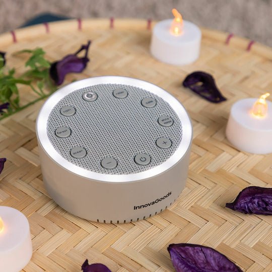 Innovagoods Slewel Maquina De Ruido Blanco - Autonomia 60min - Relajacion Con Luz Y Sonido - Bateria 400mah -