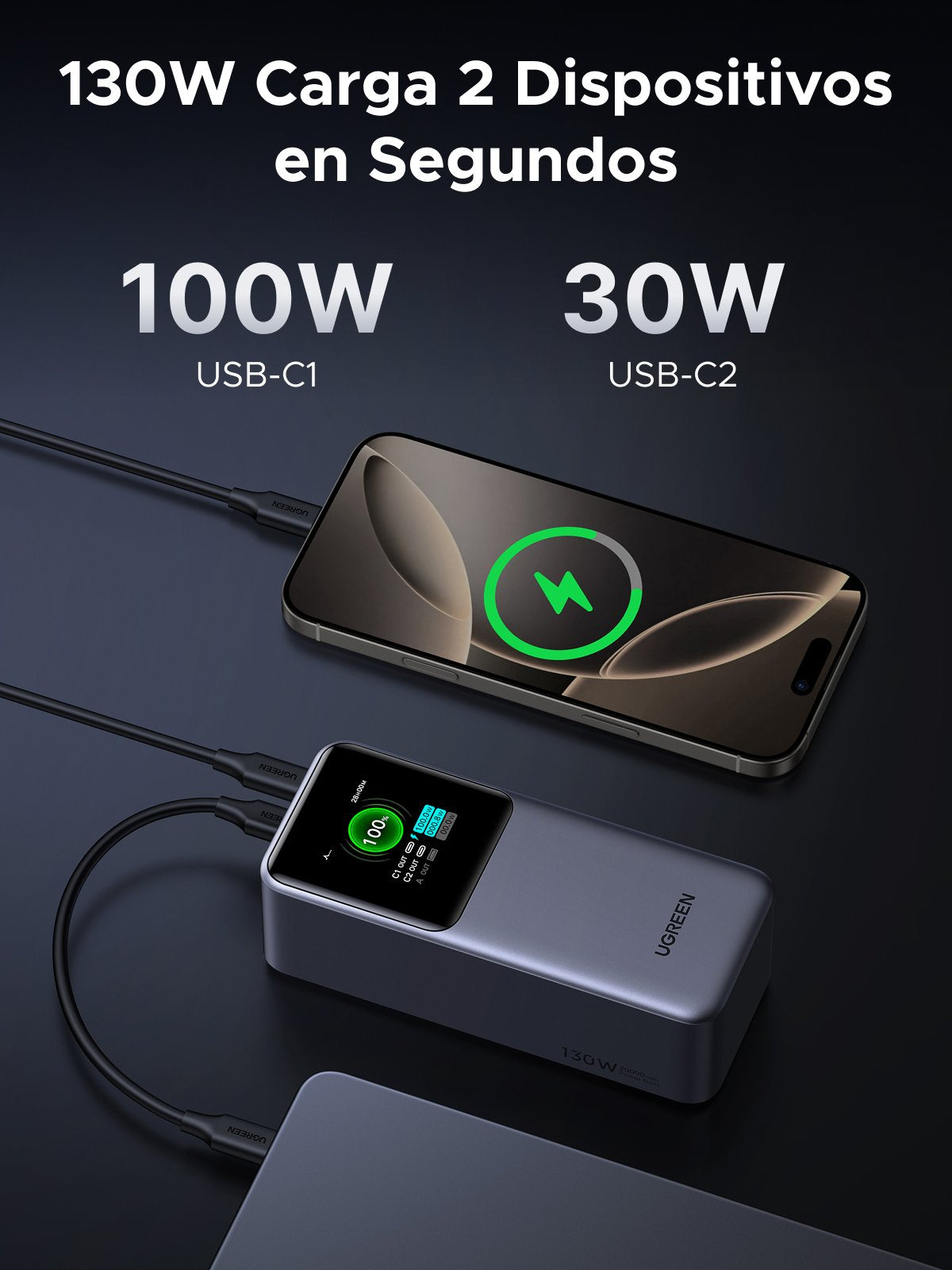 EAN 6941876242924 - Ugreen 20000mAh 130W Fast Charging Powerbank Litio Gris imagen 22