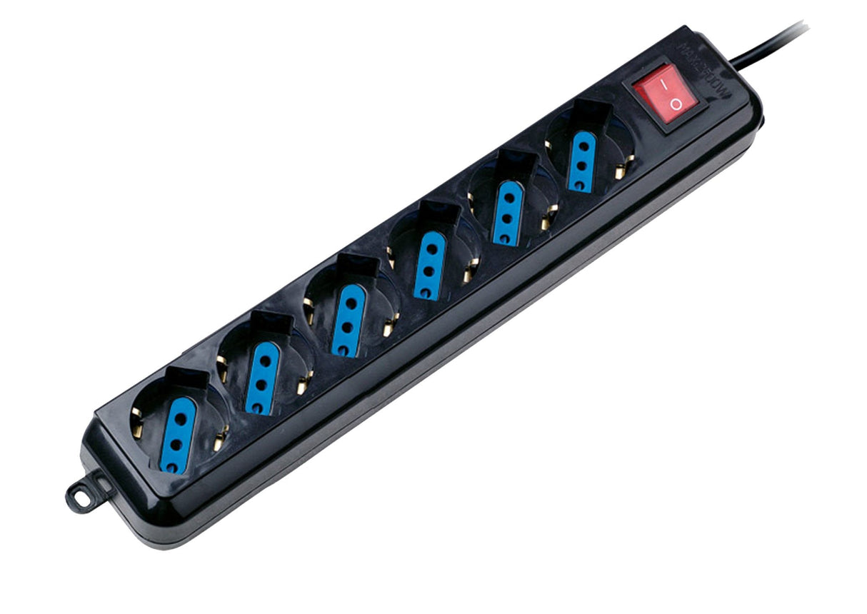 Ewent Regleta Con 6 Tomas Tipo L/F (Schuko) De 10/16a - Interruptor On/Off - Proteccion Contra Sobretensiones -