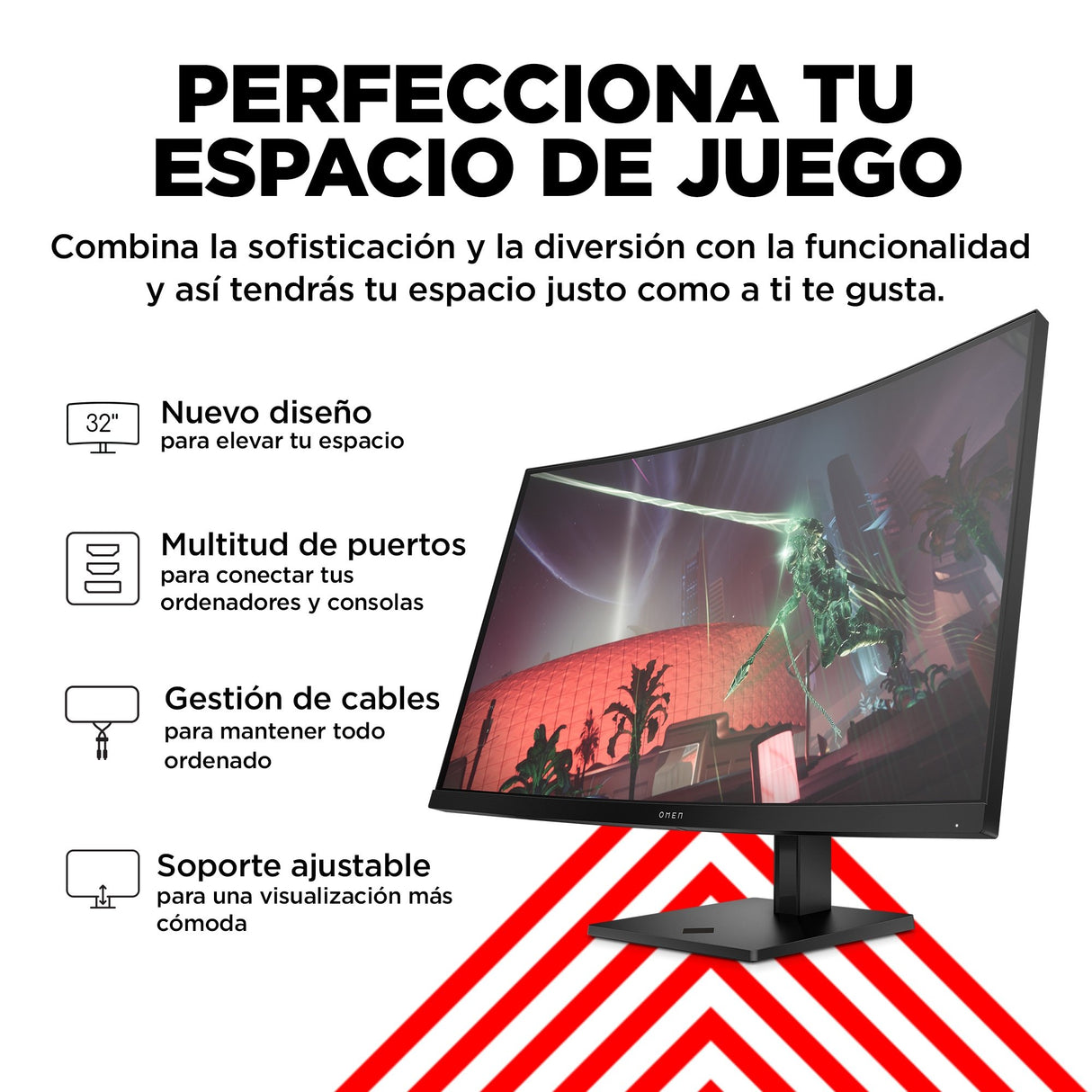 EAN 0197029618542 - OMEN by HP 31.5 inch QHD 165Hz Curved Gaming Monitor - OMEN 32c pantalla para PC 80 cm (31.5") 2560 x 144 imagen 11
