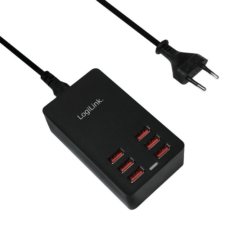 Logilink Usb Table Charger, 6 Port, 32w, Negro