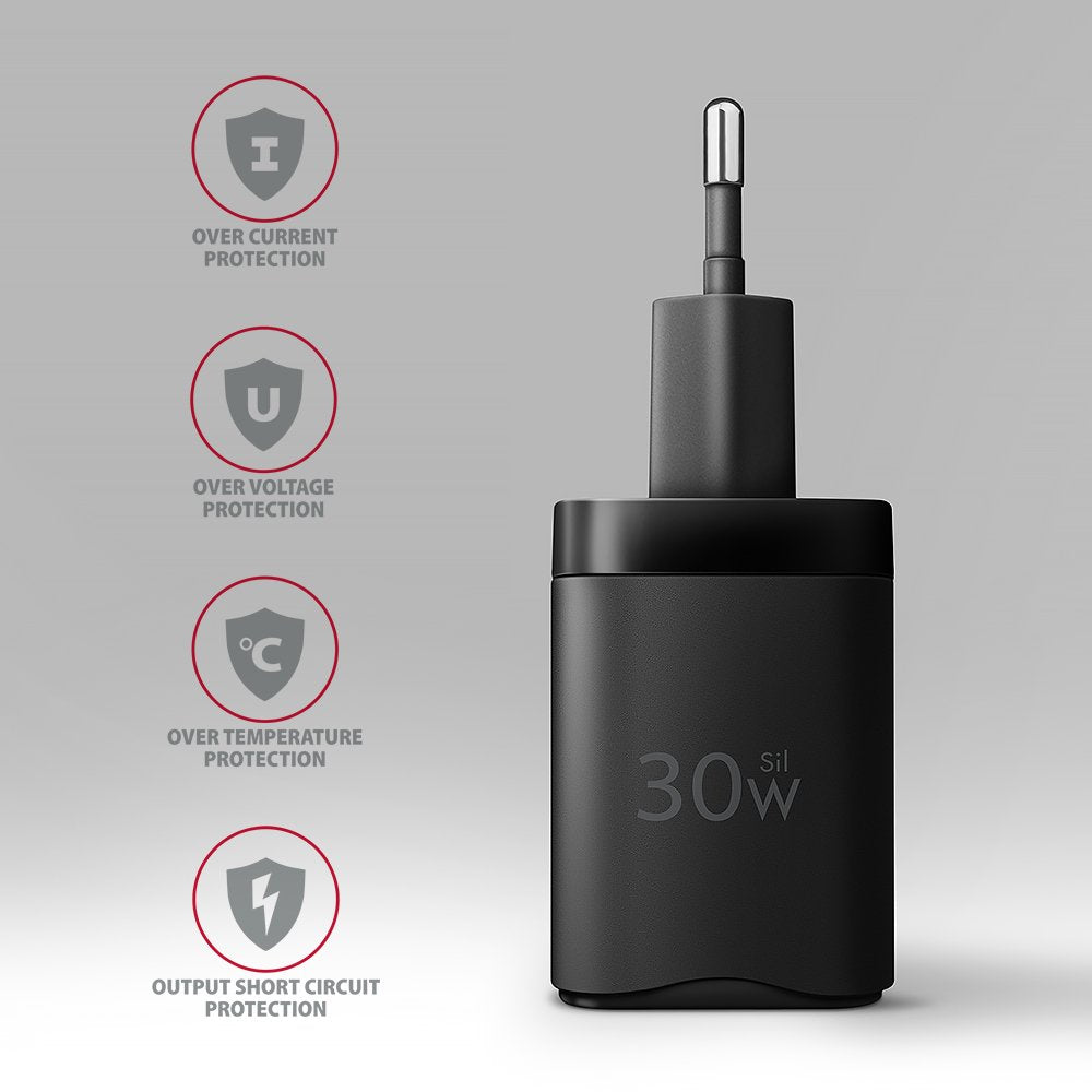 EAN 8595247908315 - Axagon ACU-PD30 kroviklis jungiama tinkl PD 30W, 1x port USB-C, PD3.0/QC3.0/AFC/FCP/Apple Juoda Teléfono imagen 5