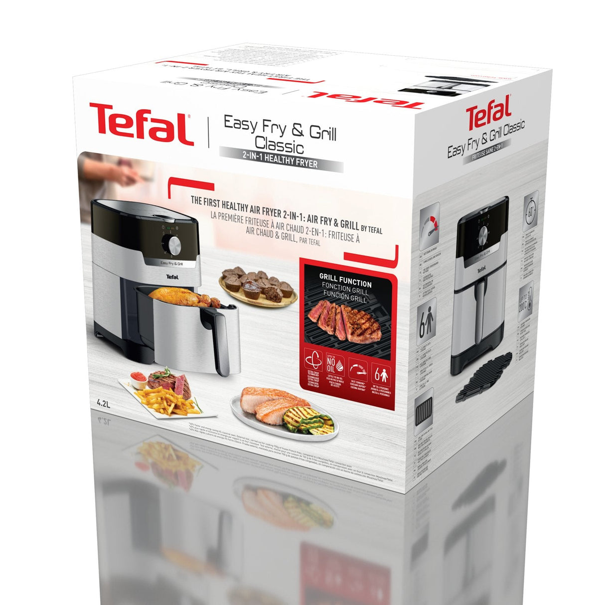 Freidora De Aire Tefal Easy Fry & Grill Classic Ey501a Caliente Acero Inoxidable/Negro Ey501a