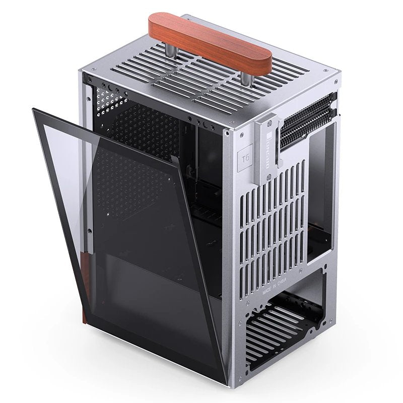 Jonsbo T6 Pc Carcasa, Mini-Tower, Mini-Itx, Tempered Glass, Madera - Plateado