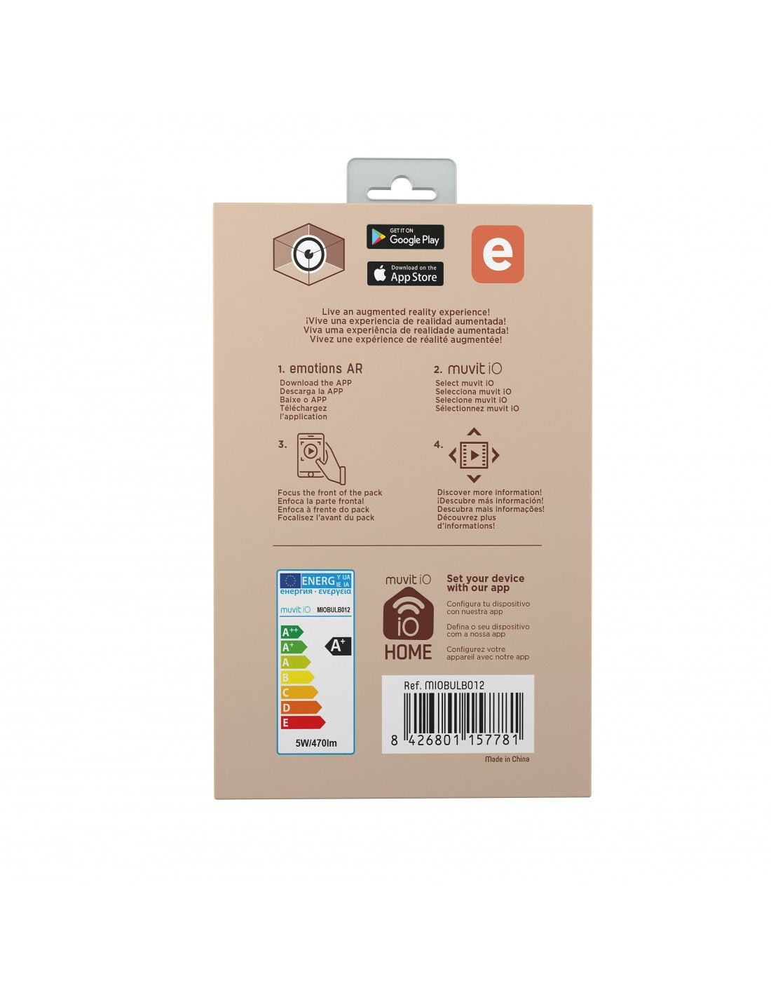 Bombilla Inteligente Edison Muvit Io Miobulb012 Wifi 5w E27 470lm Color Ámbar Compatible Asistentes De Voz Google / Alexa