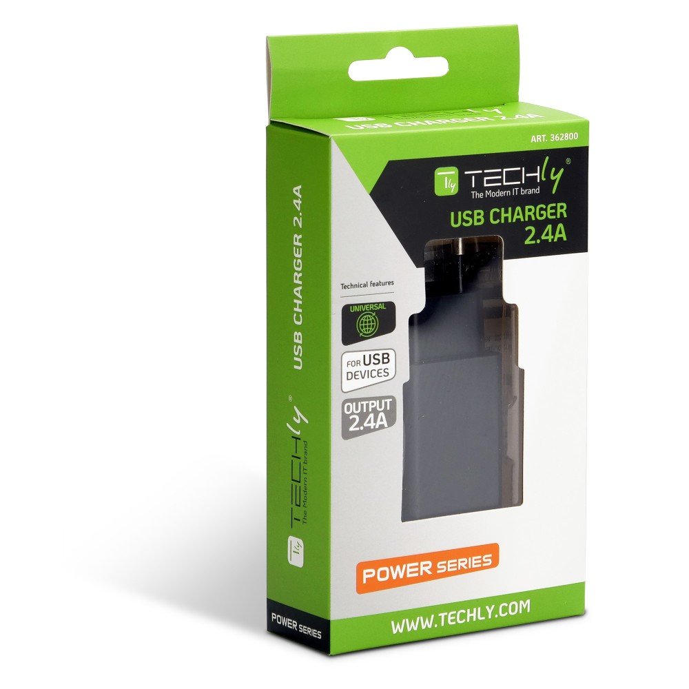 Cargador De Pared Techly Usb-A 5v 2.4a Para Smartphone O Tablet