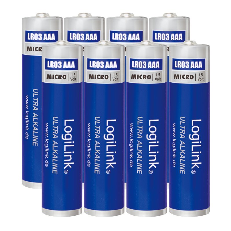 Pila Alcalina Lr03 Aaa 1,5v 8 X Retractil Industrial Logilink
