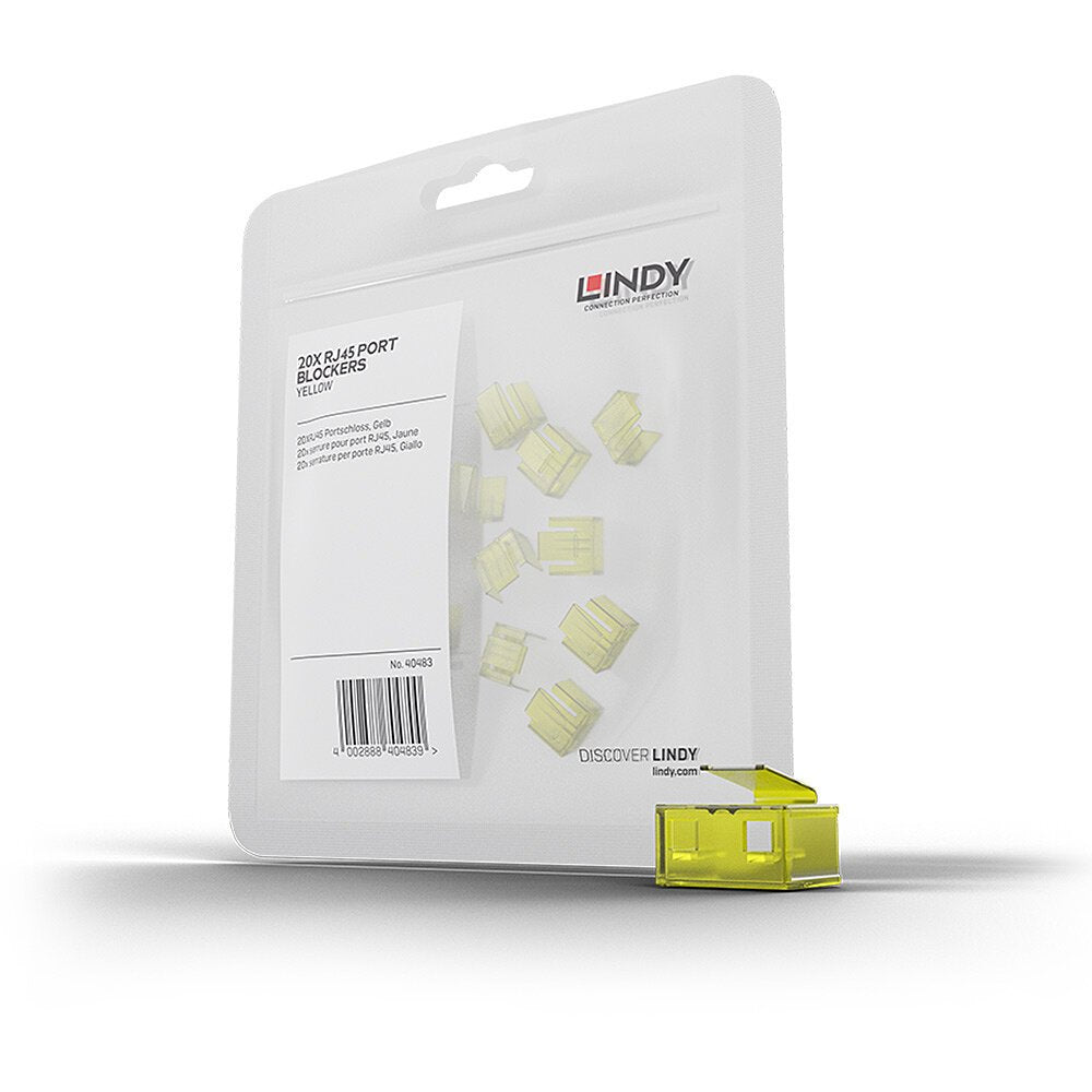 EAN 4002888404839 - Lindy 40483 bloqueador de puerto RJ-45 Amarillo Acrilonitrilo butadieno estireno (ABS) imagen 1