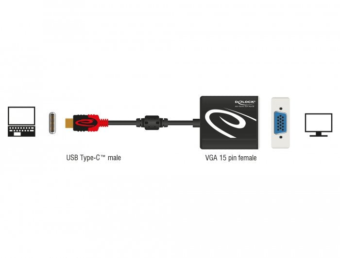 Delock Adaptador Usb Tipo-C Macho > Vga Hembra (Dp Alt Mode)