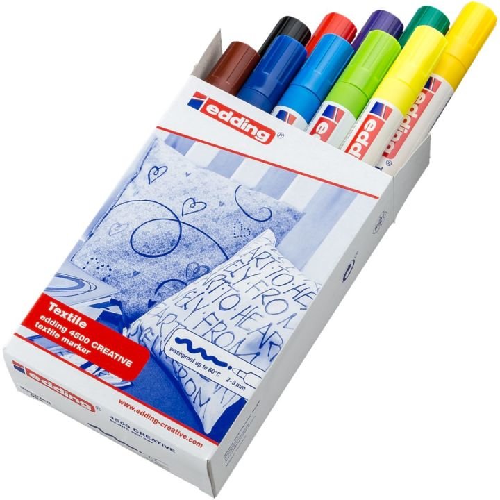 Edding 4500 Pack De 10 Rotuladores Permanentes Para Textil - Punta Redonda - Trazo 2-3mm - Olor Neutro - Secado Rapido