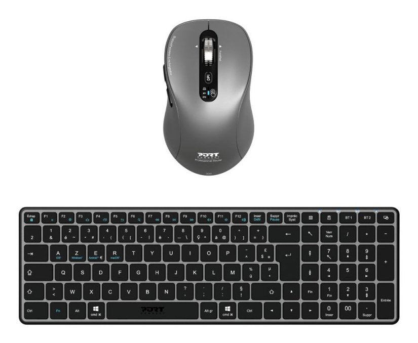 Port Designs Pack Keyboard Compact + Mouse Expert Rechargeable Combo Bt+Rf (Fr)