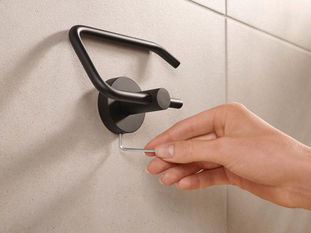 Portarrollos Papel Higienico Tesa Moon Black Montado En Pared Negro