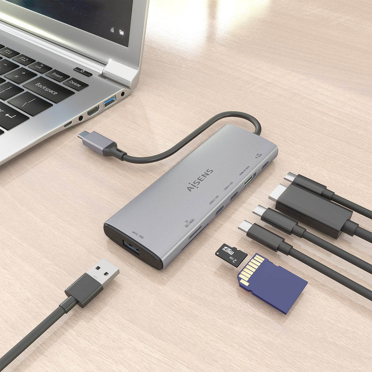 EAN 8435739903599 - AISENS ASUC-7P031-GR base para portátil y replicador de puertos Alámbrico USB 3.2 Gen 1 (3.1 Gen 1) Type- imagen 5