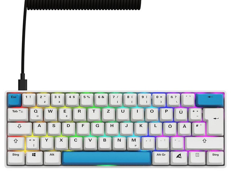 Sharkoon Skiller Sgk50 S4 Gen2 Pbt, Teclado De Juegos White, De-Layout, Gateron G Pro 3.0 Amarillo 4044951041947