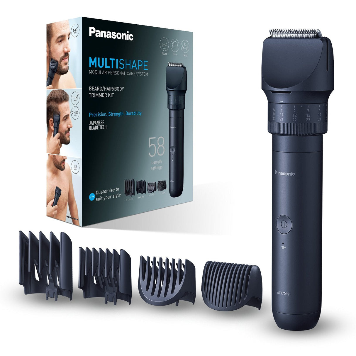 Panasonic Er-Ckn2-A301 Kit Recortador De Barba, Pelo Y Cuerpo Multiforma, Inalámbrico, Tiempo De Funcionamiento 40 Min, Negro