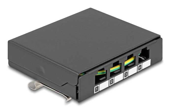 Carcasa Vacía 4 Port Para Keystone Rj-Module Negro - Zur Montaje An Mesa, Pared O Carril Din