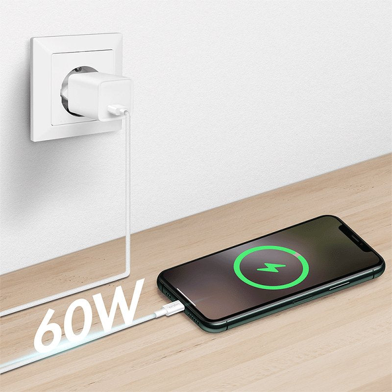 Cable De 1,00m Usb 2.0 0.48 Gbit/S Pd60w Usb C Macho A Usb-A Macho Blanco Nylon Logilink Retail