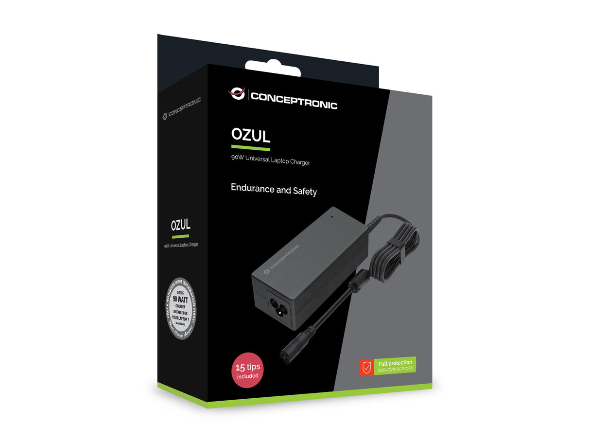 EAN 4015867242544 - Conceptronic OZUL08B15 adaptador e inversor de corriente Interior 90 W Negro imagen 5