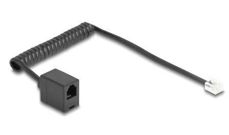 Delock Telefoncable Spiralcable Rj11 Stecker Zu Rj11 Buchse Schwarz 1 M