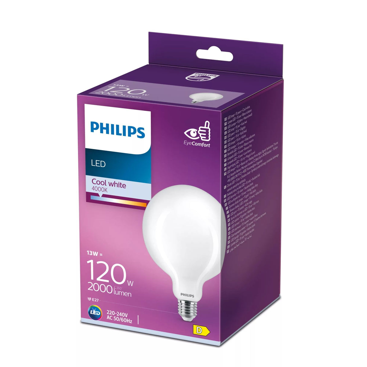 Bombilla Globo Led E27 13w 2000lm 4000k Luz Dia Ø12,4x17,7cm Philips