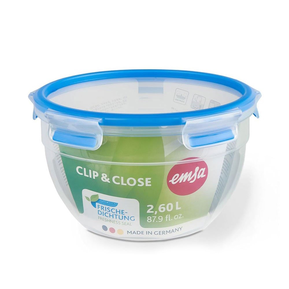 Emsa Clip & Close Care Act 2.6 Litros De Transparente/Azul, Redondo, Ø 21.8 Cm N1011400