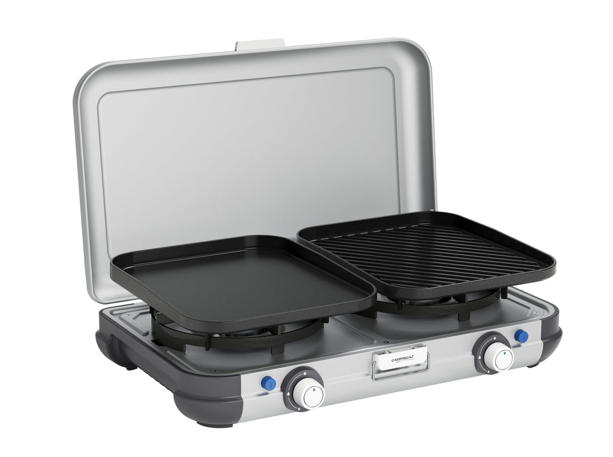 Campingaz Camping Kitchen 2 Grill & Go Cv, Cocina De Gas (Gris/Negro, 2x 2kw, Modelo 2023)