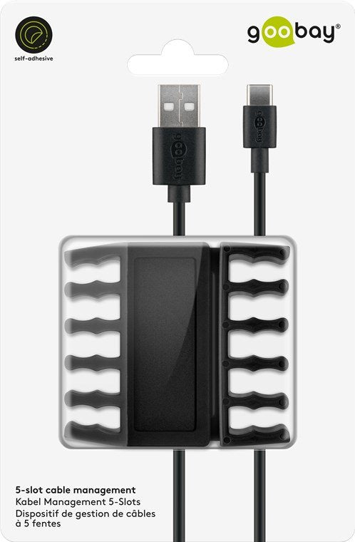 Goobay 70433 Organizador De Cables Escritorio 5-Slots Negro 2 Pieza(S)