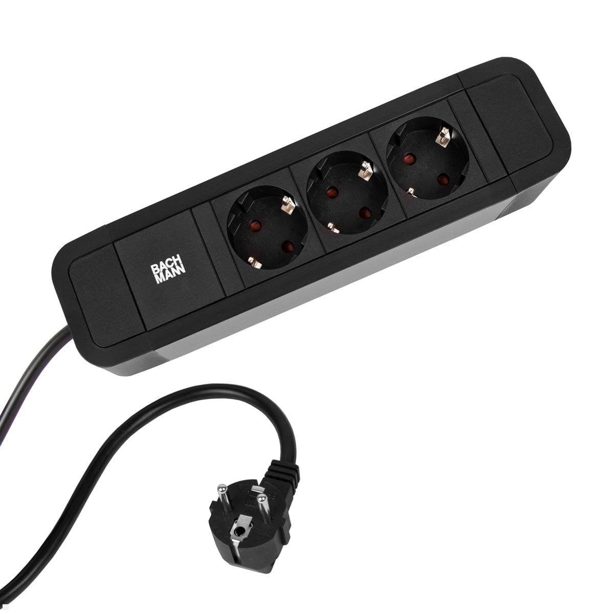 Bachmann Regleta Primo 2 Alu, 3 Tomas, Negro, 2,0m