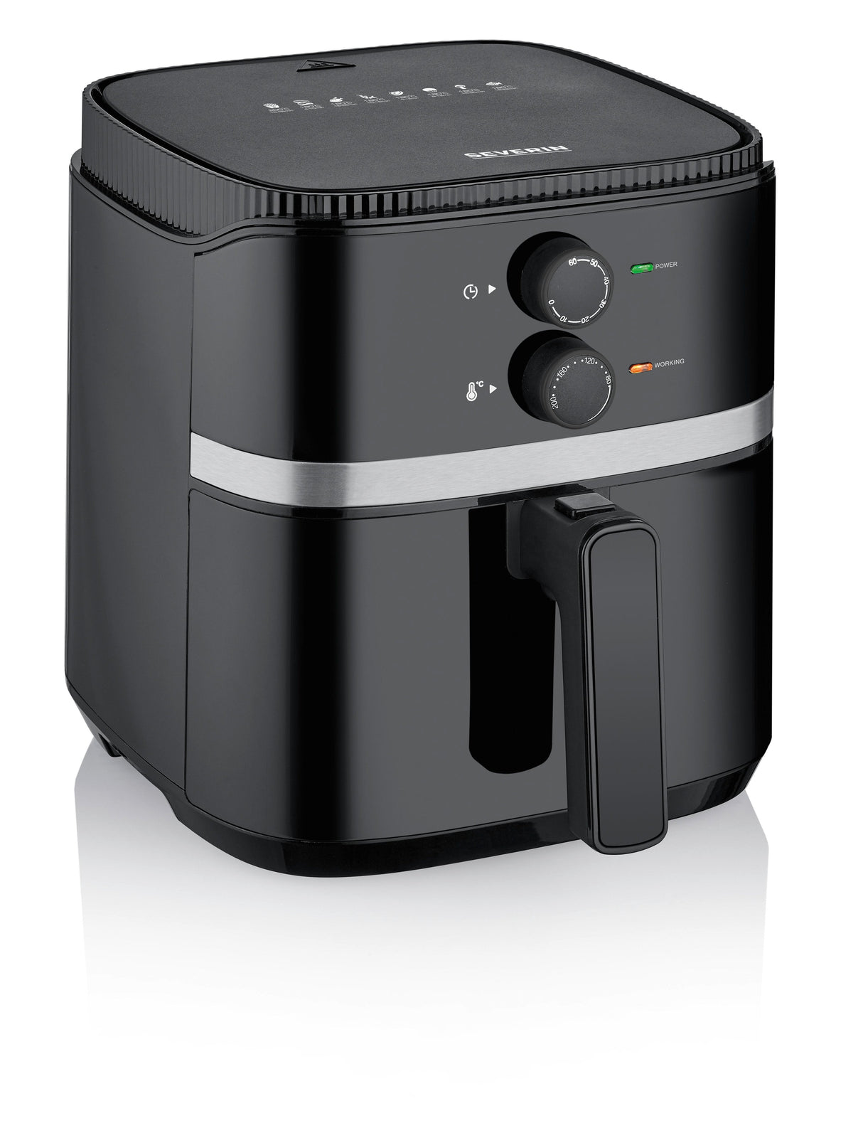 Severin Fr 2452 Freidora Sencillo 4,3 L Independiente 1500 W Freidora De Aire Caliente Negro, Plata