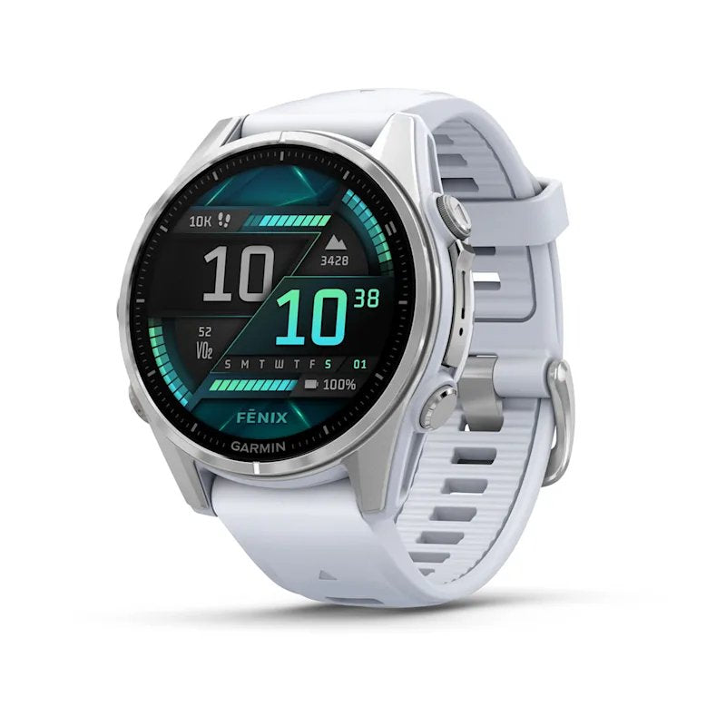 Garmin Fenix 8 Whitestone Smartwatch 43mm Amoled Plateado Con Correa De Silicona Blanca