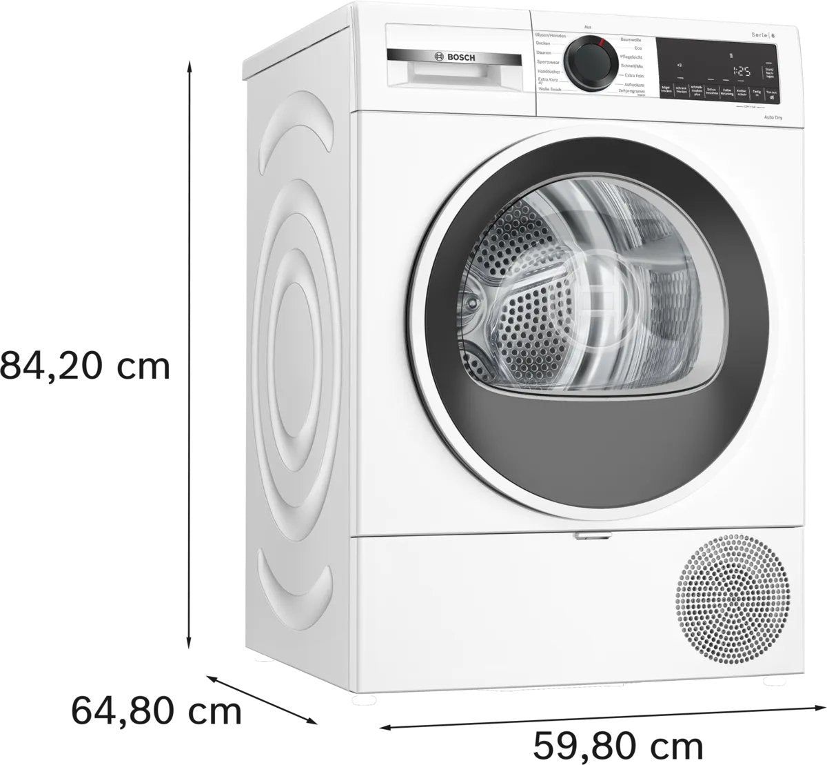 Bosch Home Wqg241001 Serie 6, Secador De Bomba De Calor Blanco/Negro, 60 Cm Wqg241001