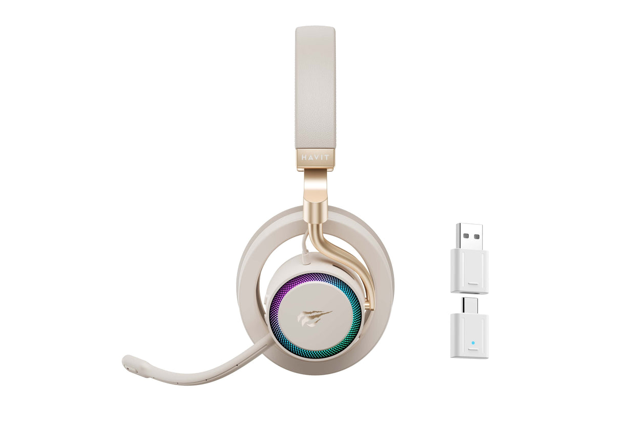 Auriculares Havit Fuxi-H8 Con Cable/Inalámbricos Para Juegos (Dorados)