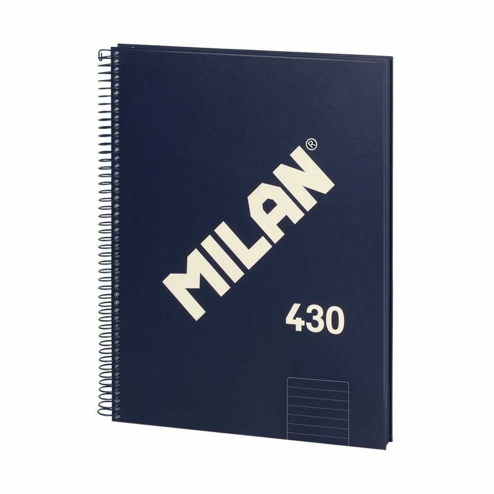 Milan Cuaderno Espiral Formato A4 Pautado 7mm - 80 Hojas De 95 Gr/M2 - Microperforado, 4 Taladros - Color Azul Oscuro