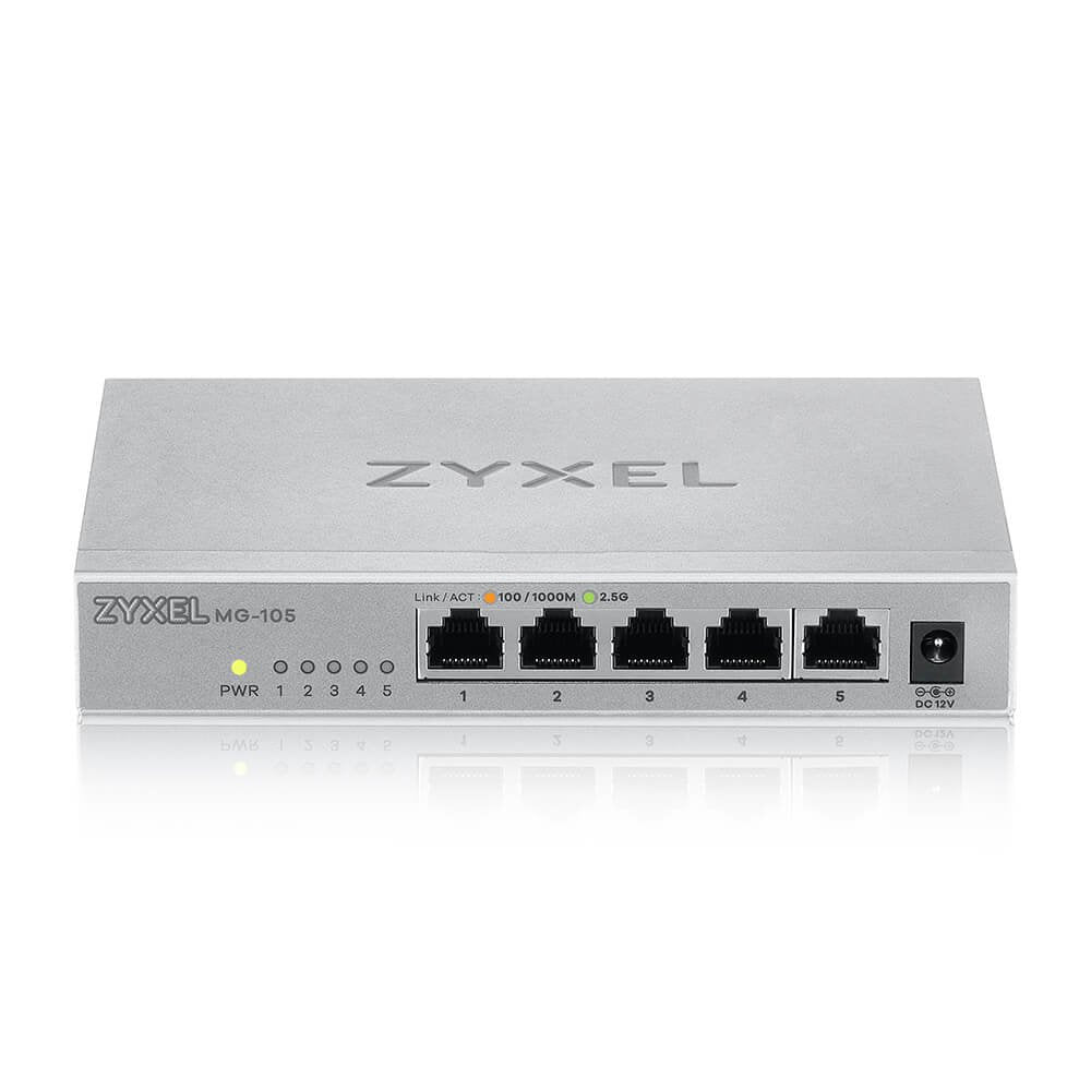Zyxel Switch Unmanaged Layer2 5 Port Â&Hll 5x 10/2.5 Gbe Â&Hll 1x Sfp + Â&Hll Desktop Â&Hll Ventiladorlos Â&Hll Xmg-105