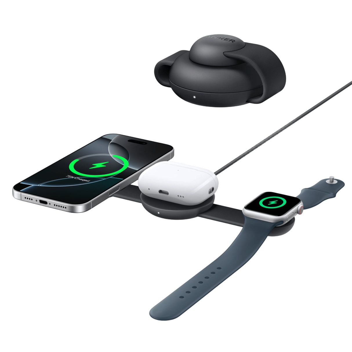 Cargador Anker Maggo Estación De Carga Inalámbrica (Almohadilla Plegable 3 En 1)