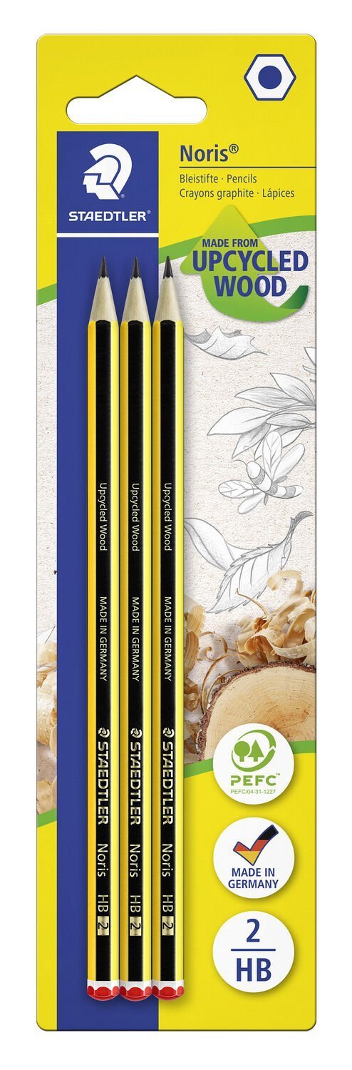 Staedtler Noris 120 Pack De 3 Lapices De Grafitito Hexagonales - Mina 2hb - Resistencia A La Rotura - Madera De Bosques Sostenibles