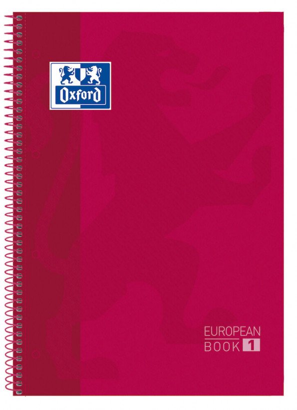Oxford Cuaderno Europeanbook 1 Microperforado 80 Hojas 5x5 Tapas Extraduras Classic A4+ Rojo -5u-