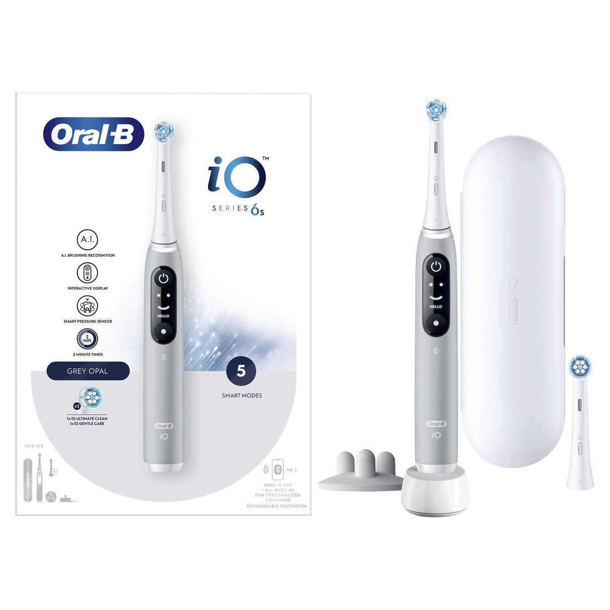 Oral-B Io6s Electric Toothbrush, Grey Opal