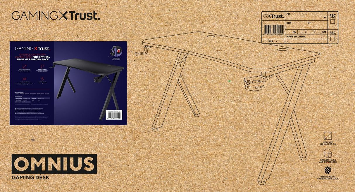 Mesa Gaming Gxt 710 Luminus Pro Rgb Negro Trust Máximo 150kg/ 120 X 60 X 74cm/ Control De Iluminación