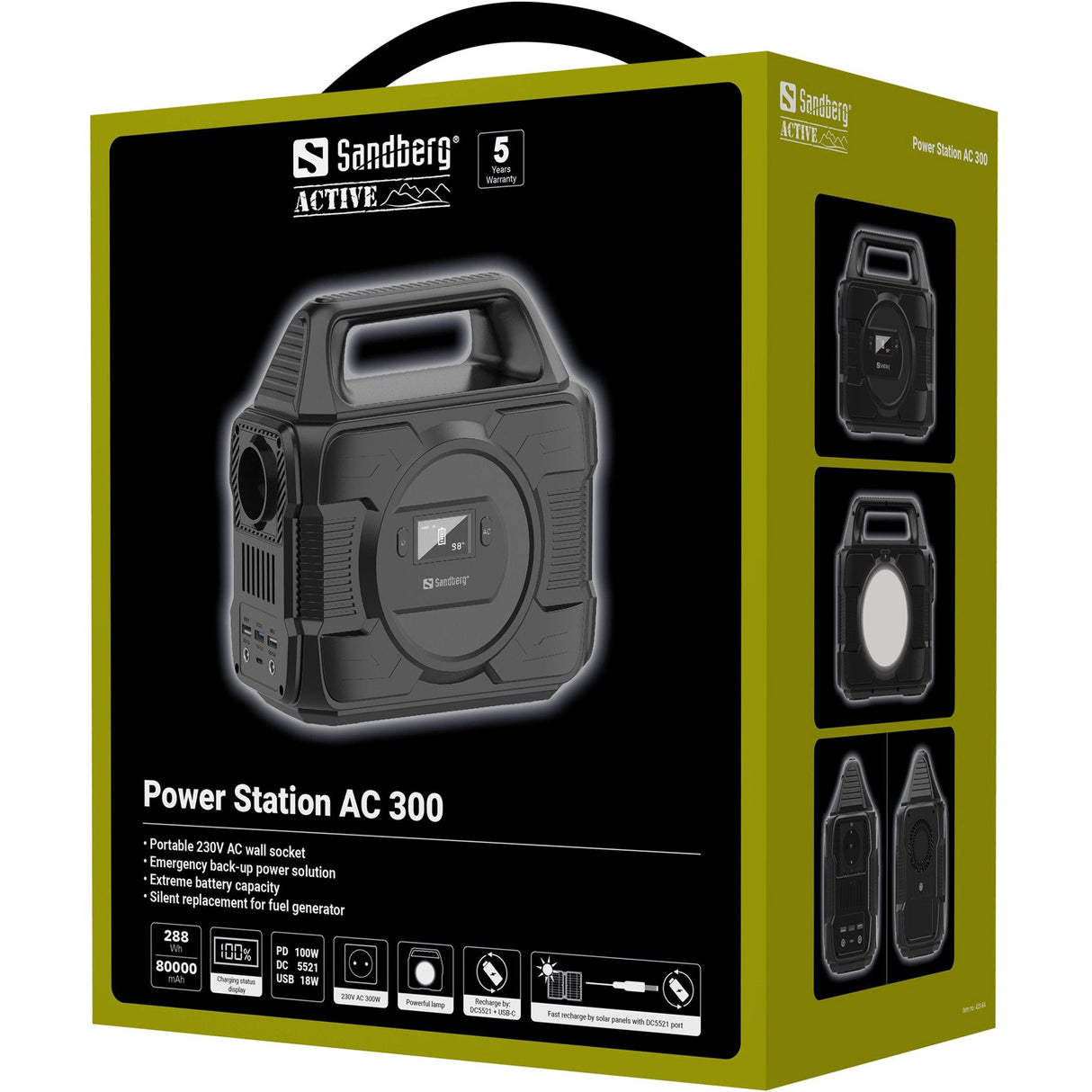 Sandberg Ac 300 Estación De Energía Portátil 80000 Mah 300 W 3,26 Kg