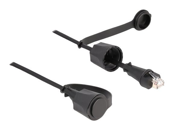 Delock Netzwerkcable Rj45 Stecker Zu Rj45 Stecker Cat.6 Stp Mit Verschlusskappe Outdoor Ip68 Staub- Und Wasserdicht Schwarz 3 M