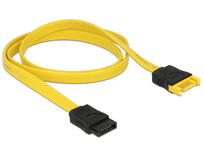 Cable Delock 0.7m 2xsataiii De Sata 0,7 M Sata 7-Pin Negro, Amarillo