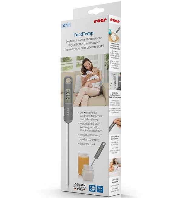 Reer Food Temp Bottle Termómetros Grises, Para Alimentos Para Bebés 21021