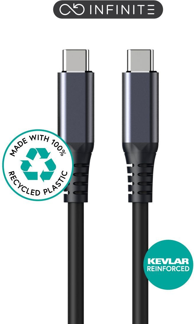 Infinite Usb-C Cable 1m, Usb4 Gen2, 100w, 20gbps Black.